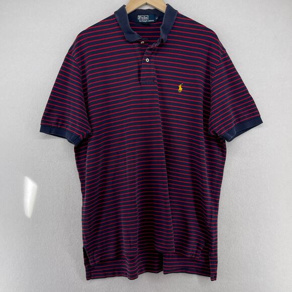 POLO RALPH LAUREN Shirt Men XL Golf Polo Striped Short Sleeve Cotton Pique Black - Picture 3 of 13
